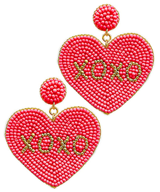 Beaded XOXO Heart Earrings