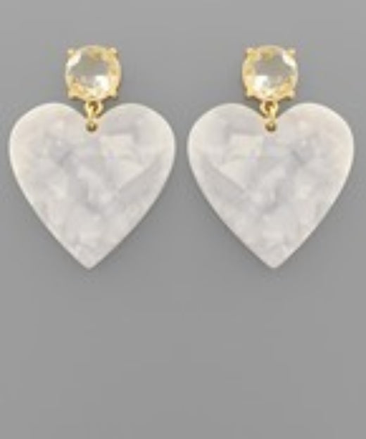 Glass & Acrylic Heart Dangle Earrings