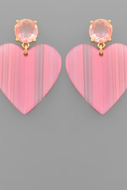 Glass & Acrylic Heart Dangle Earrings