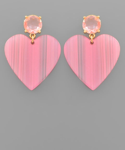 Glass & Acrylic Heart Dangle Earrings