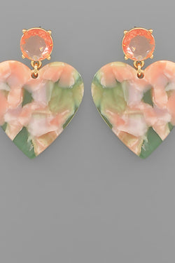 Glass & Acrylic Heart Dangle Earrings