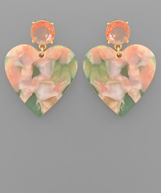 Glass & Acrylic Heart Dangle Earrings