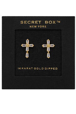 Baguette Cross Earrings