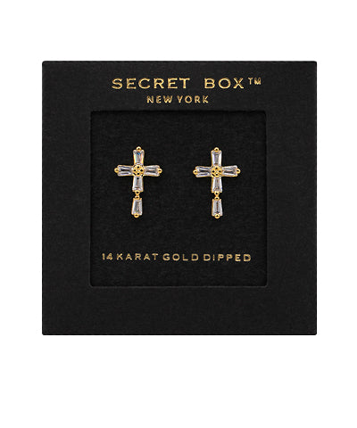 Baguette Cross Earrings