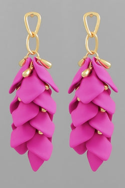 Rubber Coated Petal Fringe Earrings