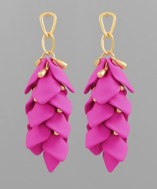 Rubber Coated Petal Fringe Earrings