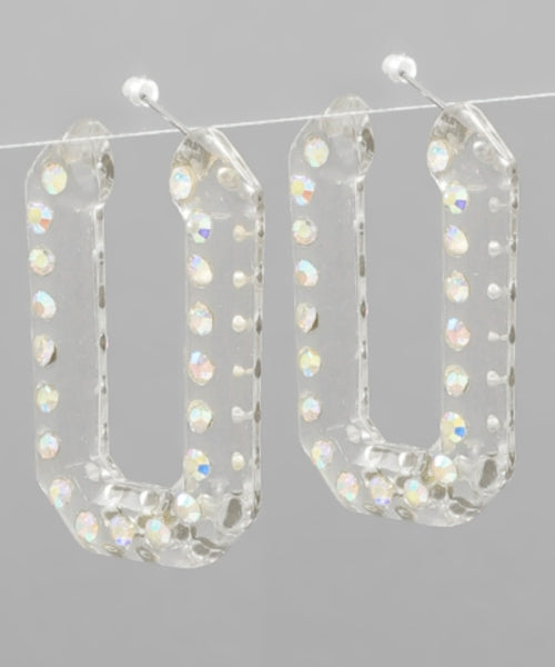 Crystal Studded Acrylic Hoops