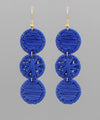 Linked 3 Circle Raffia Drop Earrings