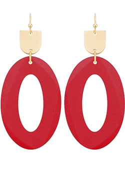 Wood Oval Faceted Dangle Earrings