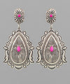 Teardrop Concho Drop Earrings