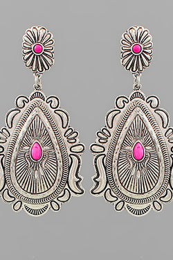 Teardrop Concho Drop Earrings