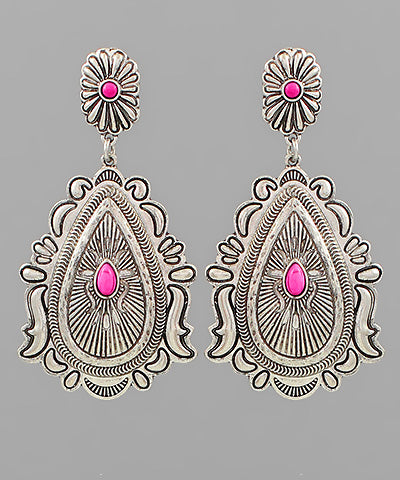 Teardrop Concho Drop Earrings