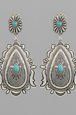 Teardrop Concho Drop Earrings