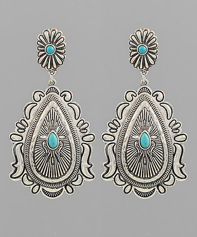 Teardrop Concho Drop Earrings