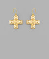 Texture Brass Cross Earrings