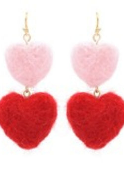 Fluffy Heart 2 Drop Earrings