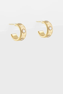 CZ Station Textured Hoops