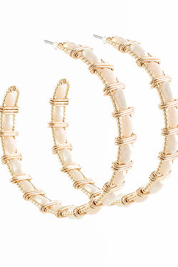 Pearl Beaded Wire Hoops