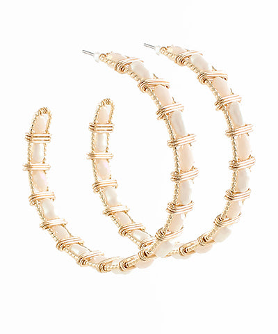Pearl Beaded Wire Hoops