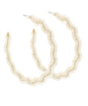 Wavy Circle Bead & Raffia Hoops