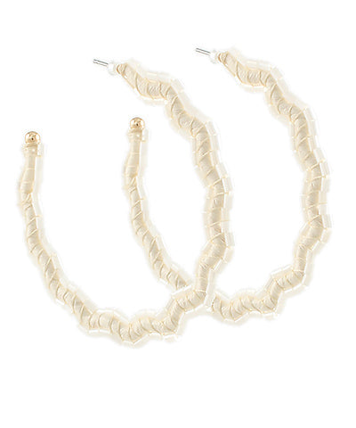 Wavy Circle Bead &amp; Raffia Hoops