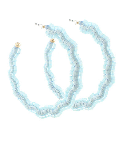 Wavy Circle Bead &amp; Raffia Hoops