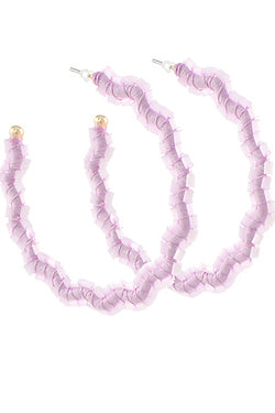 Wavy Circle Bead &amp; Raffia Hoops