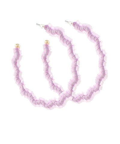 Wavy Circle Bead &amp; Raffia Hoops