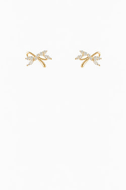 Bow & Crystal Accent Stud Earrings
