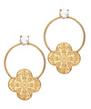 Linked Clover Coin & Pearl Earrings