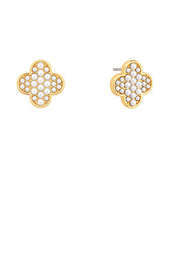 Pave Pearl Clover Studs