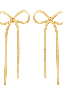 Snake Chain Bow Drop Earrings