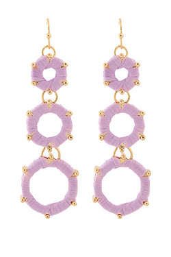 Wrapped Raffia 3 Circle Drop Earrings