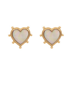 Shell Heart Stud Trim Earrings
