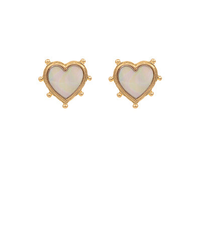 Shell Heart Stud Trim Earrings