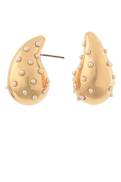 Studded Puffy Teardrop Earrings