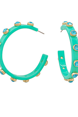 Crystal Acetate Hoops Mint