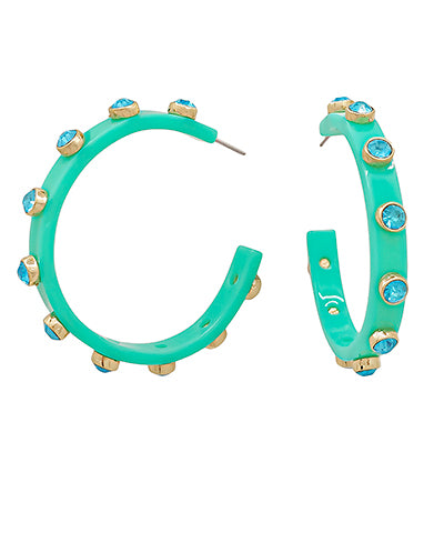 Crystal Acetate Hoops Mint