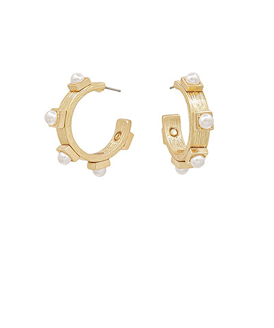 25mm Pearl Station Textured Open Hoops