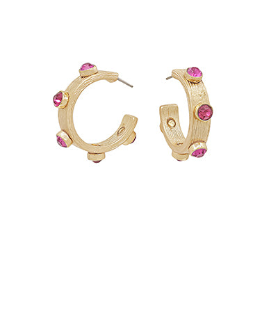 25mm Crystal Station Textured Hoops