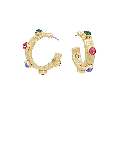 25mm Crystal Station Textured Hoops