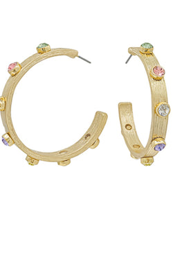 Crystal Station Textured Open Hoops