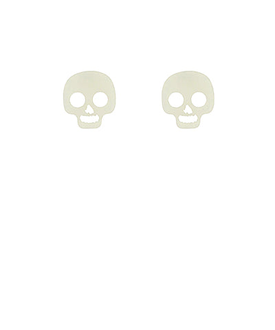 Skull Acetate Stud Earrings - Glow in the Dark