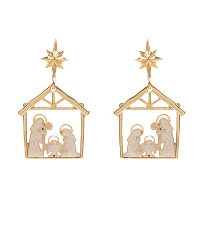 Nativity Scene & Christmas Drop Earrings