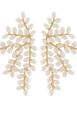 Rice Pearl Leaf Earrings