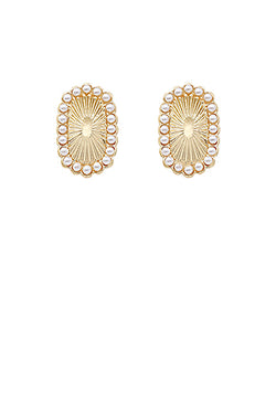 Textured Gold and Pearl Stud Earrings