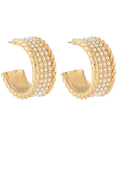 Rope Textured Pearl Metal Hoops