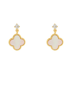 Pave CZ & Clover Dangle Earrings