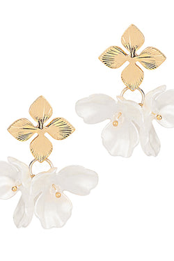 Metal & Pearl Flower Earrings