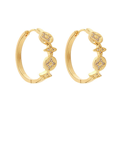 Pave Clover & Sparkle Hoops